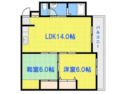 NIKKEI 南竹屋I(2LDK/3階)の間取り写真