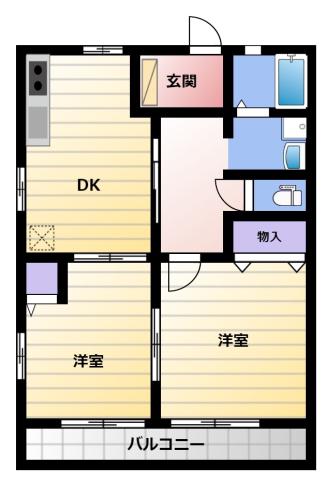 ハイムレトア(2DK/1階)の間取り写真