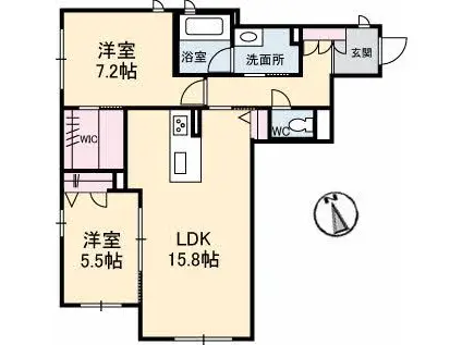 グランべレオ(2LDK/1階)の間取り写真