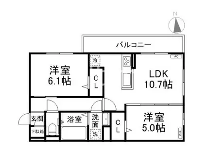 フルールII(2LDK/2階)の間取り写真