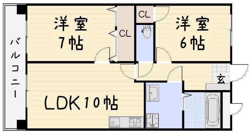 エルフ・フォレスト(2LDK/8階)の間取り写真