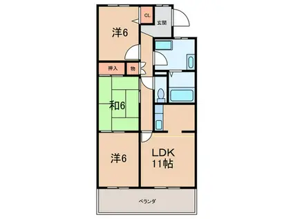 桃山台コート(3LDK/1階)の間取り写真