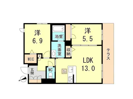 SEASIDE HOUSE(2LDK/1階)の間取り写真