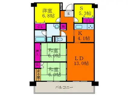エーデルホルツ24(3SLDK/6階)の間取り写真