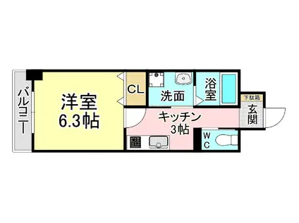 アンレーヴ門司駅前(1K/3階)の間取り写真