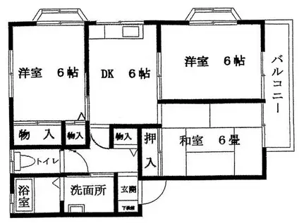 ヴィラージュ鎌倉(3DK/1階)の間取り写真