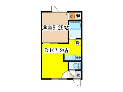 アーバンふみぞの(1DK/1階)の間取り写真