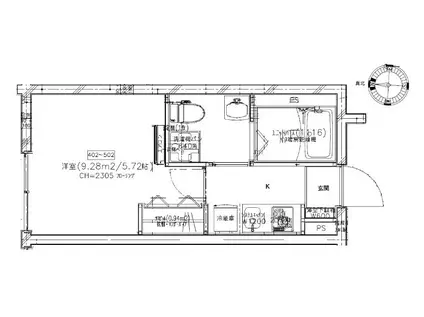 クリアル住吉(1K/5階)の間取り写真
