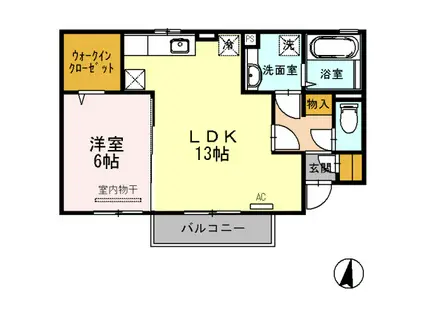 ヴェルシャトレー古賀島(1LDK/1階)の間取り写真