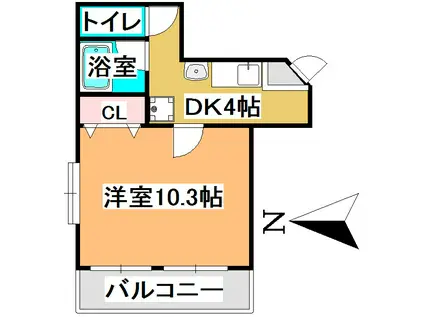 エスポア白砂(1DK/2階)の間取り写真