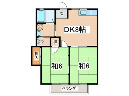 オオフナハイツ(2DK/2階)の間取り写真