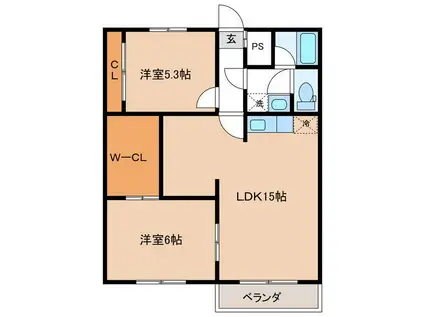 アイディール真盛(2SLDK/2階)の間取り写真