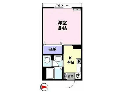 フロール1(1K/2階)の間取り写真