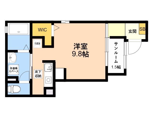フローラ16(ワンルーム/1階)の間取り写真