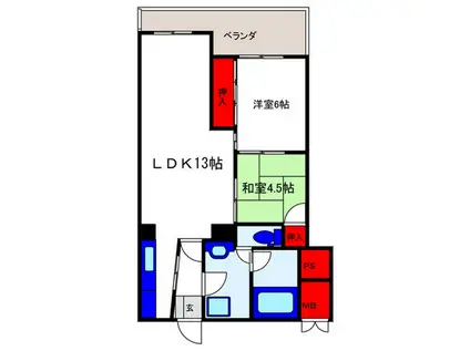 豊中グランドハイツ(2LDK/10階)の間取り写真