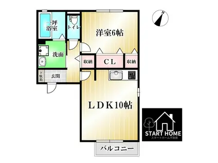 メゾン・ラフィーネC(1LDK/1階)の間取り写真