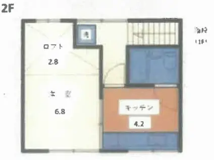 光瀬荘(1K/2階)の間取り写真