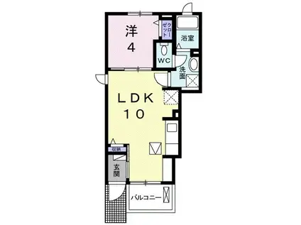 カメリア イ トレボル(1LDK/1階)の間取り写真