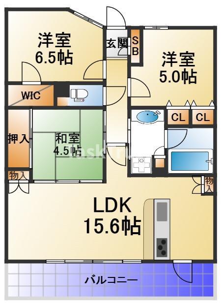 グランアッシュ野江(3LDK/4階)の間取り写真