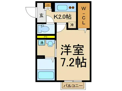 ボヌールフォンテーヌ(1K/1階)の間取り写真