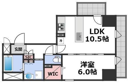 LA CASA 石ケ辻(1LDK/7階)の間取り写真