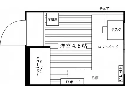 学生会館 ユニハーモニーALK向山(ワンルーム/3階)の間取り写真