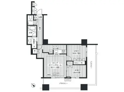エアライズタワー(2LDK/6階)の間取り写真