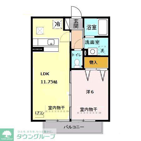アスティオンII(1LDK/1階)の間取り写真