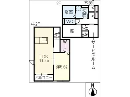 地下鉄名城線 黒川駅(愛知) 徒歩10分 2階建 新築(1SLDK/2階)の間取り写真