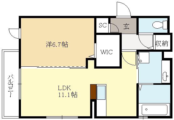 セジュール神楽田(1LDK/1階)の間取り写真