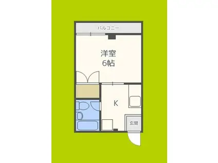 グリーンコーポ山坂(1K/4階)の間取り写真