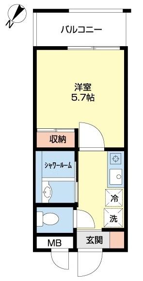 デ・クメール長崎駅前(1K/1階)の間取り写真