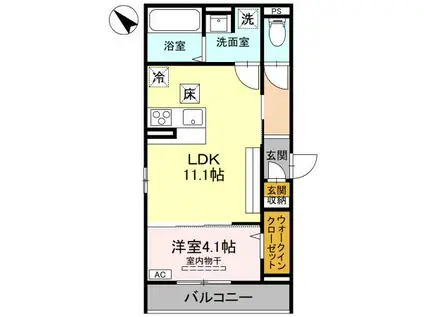 D-ROOM川端町 301(1LDK/3階)の間取り写真