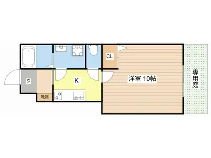 STAR TERRACE ウエストIII(1K/1階)の間取り写真