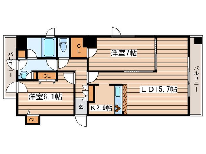 F106(2LDK/6階)の間取り写真