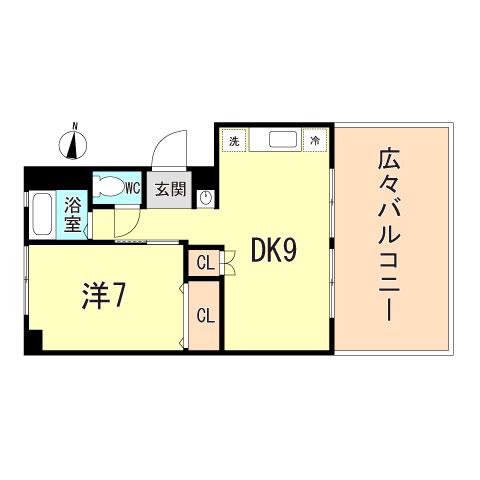 第二松原ビル(1DK/4階)の間取り写真