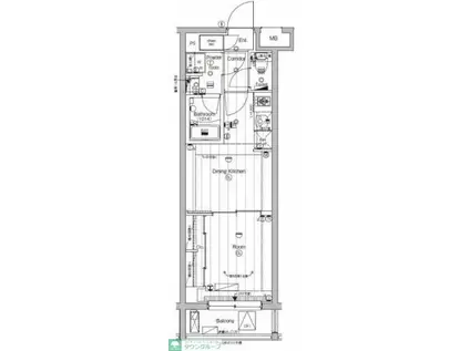 PREMIUM CUBE 東高円寺(1DK/4階)の間取り写真