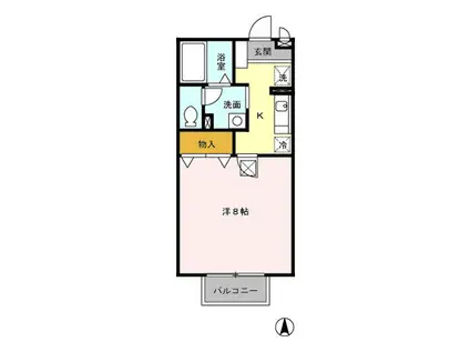 サニーコート帯山(1K/2階)の間取り写真