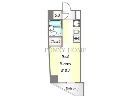 カーサ・マローネ(1K/4階)の間取り写真