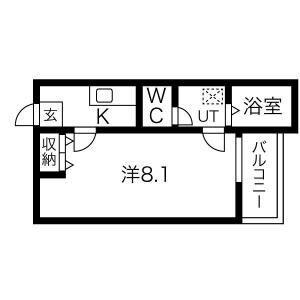クレフラスト三吉II(1K/2階)の間取り写真