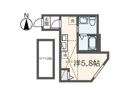 ティーアヒルズ横浜(ワンルーム/2階)の間取り写真