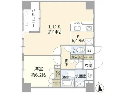 サンヴェール府中(1LDK/9階)の間取り写真