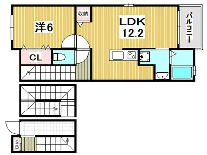 クラリティ スカイⅠ(1LDK/3階)の間取り写真