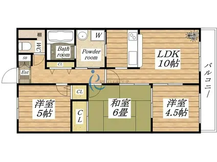 ディアコート喜連東(3LDK/6階)の間取り写真