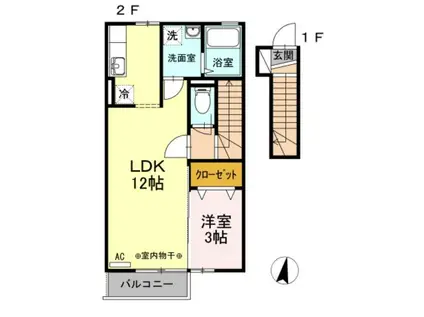 D-ROOMSAKURA(1LDK/2階)の間取り写真