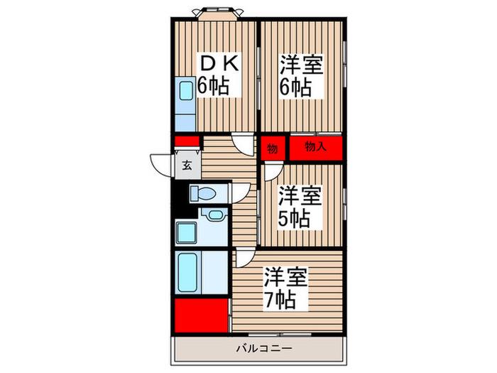 ザ・グレイス早田(3DK/3階)の間取り写真