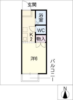 リバティスクエアB(1K/2階)の間取り写真