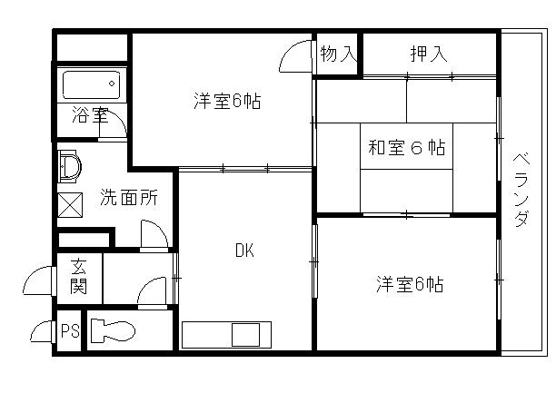サンライト青山(3DK/2階)の間取り写真