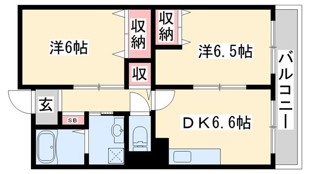 クインシー15(2DK/2階)の間取り写真