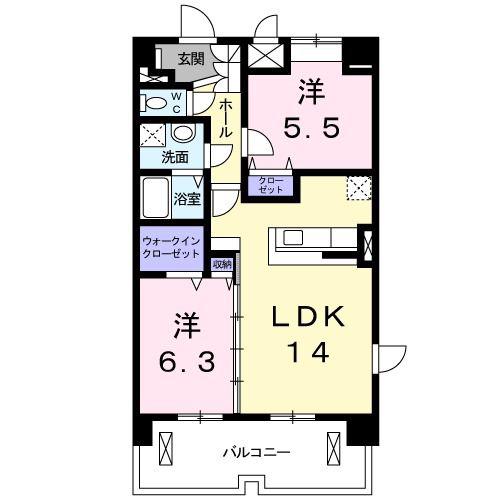 ウィステリアWISTERIA(2LDK/3階)の間取り写真